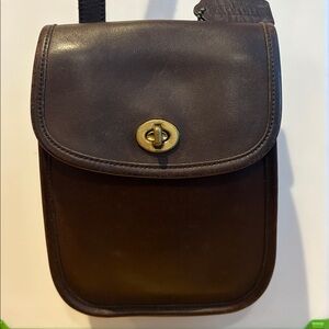 Vintage Coach Mahogany Small Sidepack cowhide leather Crossbody bag brass Y2K 90